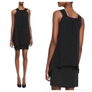 Theory Lylin Georgette Silk Mini Dress 8 Black